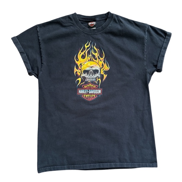 Vintage Y2K 2007 Harley Davidson Flaming Skull / Worn by Travis Scott - Picture 1 of 11